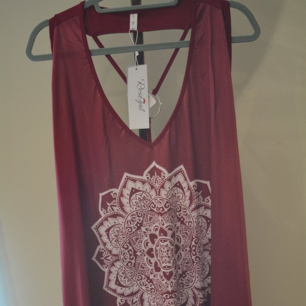 Rosegal Red & White Mandala Sleeveless Top Plus Size 22 NWT